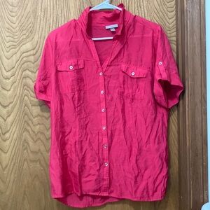 Roz&Ali hot pink short sleeved blouses excellent condition size large
